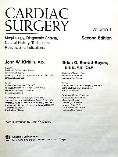 Cardiac Surgery, Volume 1, second edition.