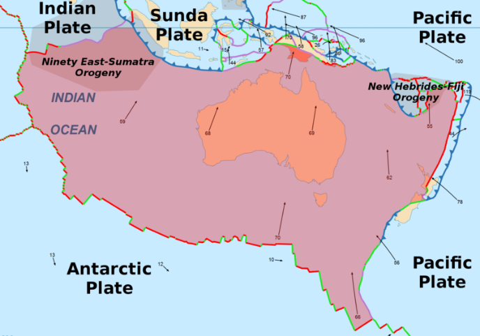 Australia’s distance from tectonic fault lines is responsible for freedom from the volcanic and earthquake activity of the Pacific “Ring of Fire”. Although the soils are low in mineral nutrients and the absence of major mountain ranges contributes to low rainfall, there are rich deposits of valuable minerals and oil, gas and coal.